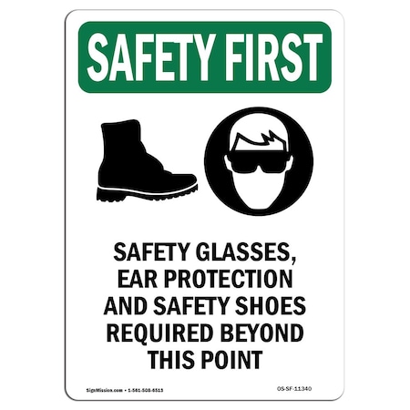 Signmission OSHA Sign, Glasses Ear W/ Symbol, 5in X 3.5in Decal, 10PK, 3.5" W, 5" H, Portrait, PK10 OS-SF-D-35-V-11340-10PK